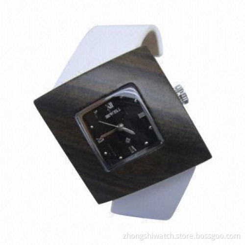 Wood Watch with Wooden Band Bracelet, Quartz Movement, Hard Mineral Glass, Customized Logos Welcomed